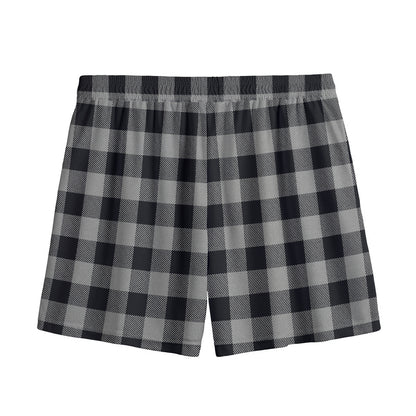 Light Grey And Black Buffalo Check Print Mesh Shorts