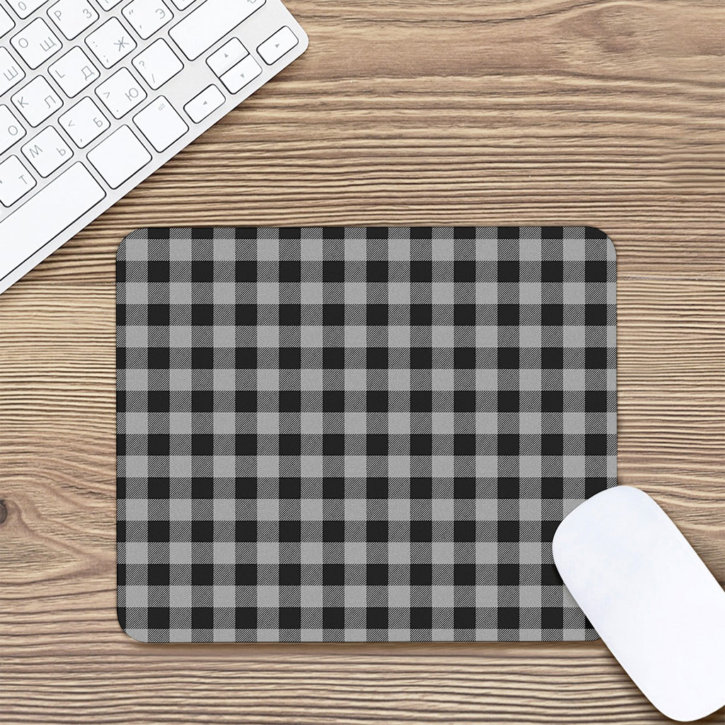 Light Grey And Black Buffalo Check Print Mouse Pad