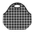 Light Grey And Black Buffalo Check Print Neoprene Lunch Bag