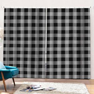 Light Grey And Black Buffalo Check Print Pencil Pleat Curtains