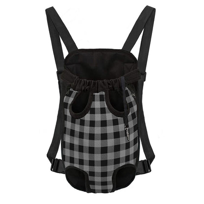 Light Grey And Black Buffalo Check Print Pet Carrier Backpack