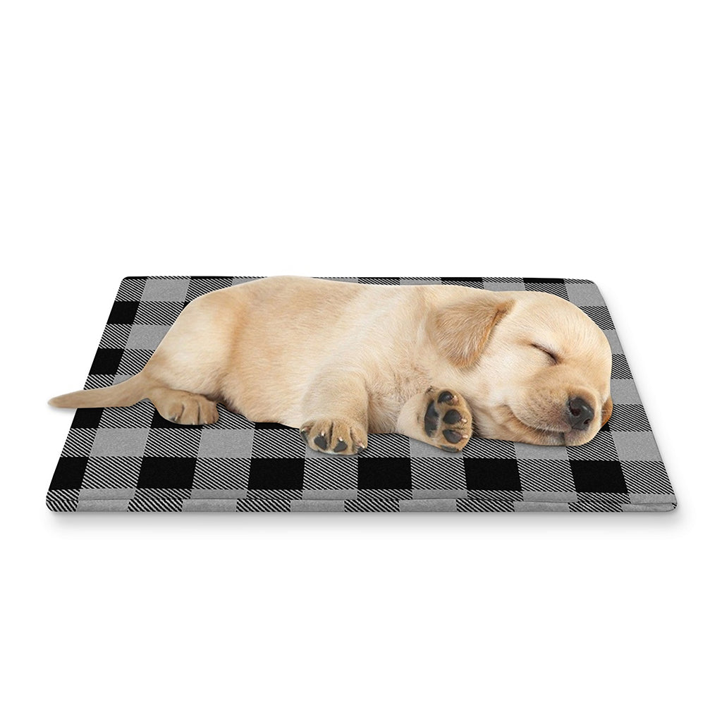 Light Grey And Black Buffalo Check Print Pet Cooling Mat Cover