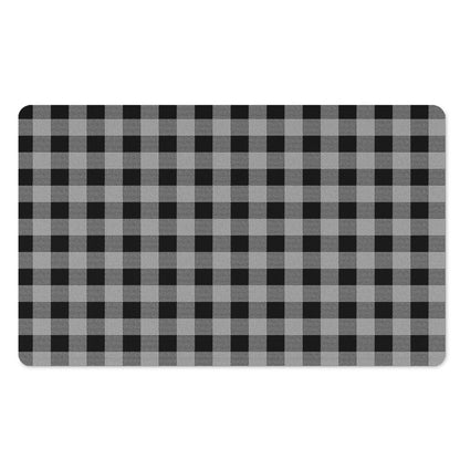 Light Grey And Black Buffalo Check Print Polyester Doormat