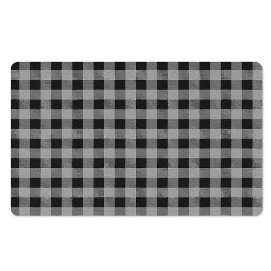 Light Grey And Black Buffalo Check Print Polyester Doormat