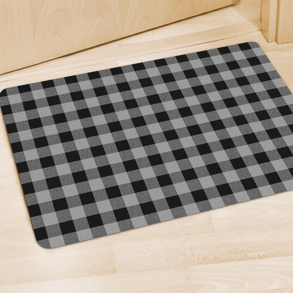 Light Grey And Black Buffalo Check Print Polyester Doormat