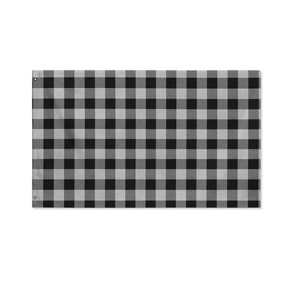 Light Grey And Black Buffalo Check Print Polyester Flag