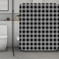 Light Grey And Black Buffalo Check Print Polyester Shower Curtain
