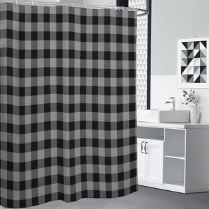 Light Grey And Black Buffalo Check Print Premium Shower Curtain