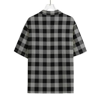 Light Grey And Black Buffalo Check Print Rayon Hawaiian Shirt