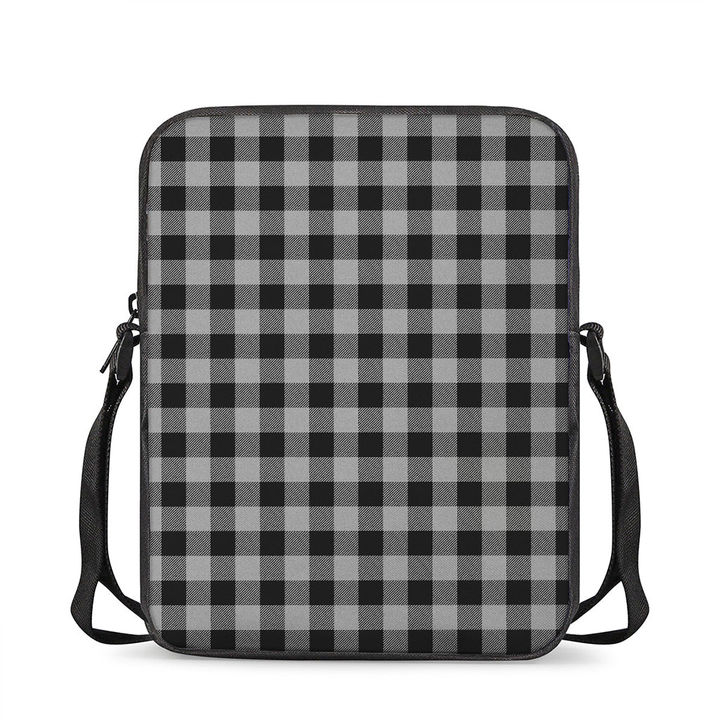 Light Grey And Black Buffalo Check Print Rectangular Crossbody Bag