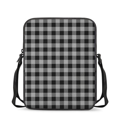 Light Grey And Black Buffalo Check Print Rectangular Crossbody Bag