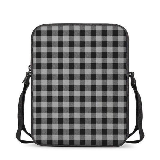 Light Grey And Black Buffalo Check Print Rectangular Crossbody Bag