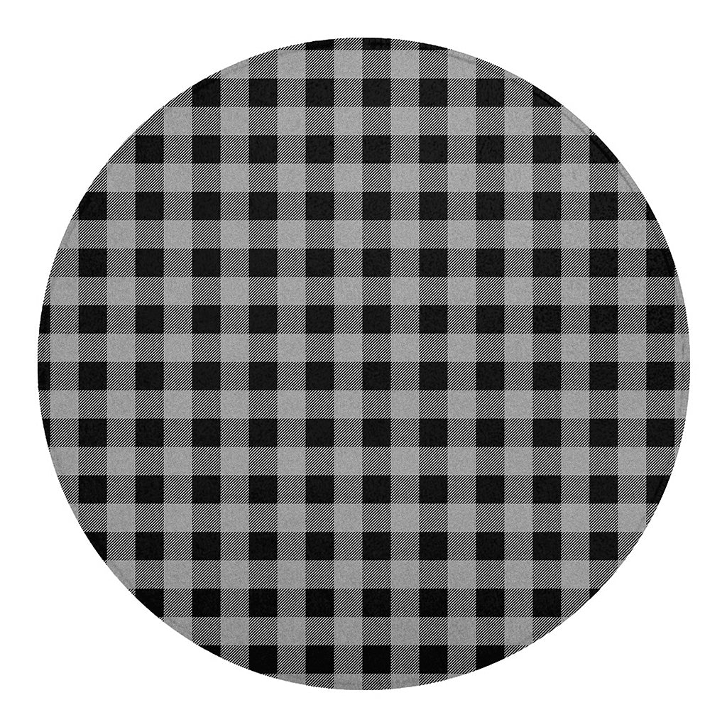 Light Grey And Black Buffalo Check Print Round Blanket
