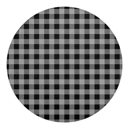 Light Grey And Black Buffalo Check Print Round Blanket