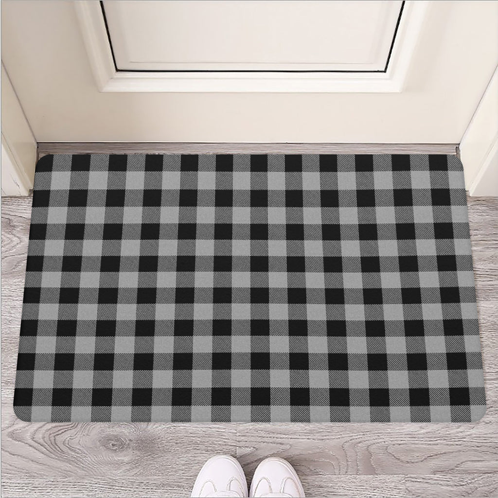 Light Grey And Black Buffalo Check Print Rubber Doormat