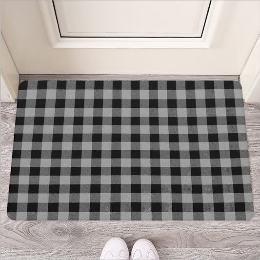 Light Grey And Black Buffalo Check Print Rubber Doormat