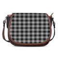 Light Grey And Black Buffalo Check Print Saddle Bag