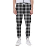 Light Grey And Black Buffalo Check Print Scuba Joggers