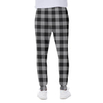 Light Grey And Black Buffalo Check Print Scuba Joggers