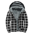 Light Grey And Black Buffalo Check Print Sherpa Lined Zip Up Hoodie
