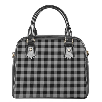 Light Grey And Black Buffalo Check Print Shoulder Handbag