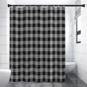 Light Grey And Black Buffalo Check Print Shower Curtain