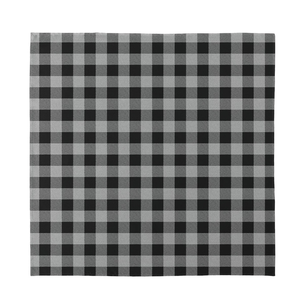 Light Grey And Black Buffalo Check Print Silk Bandana