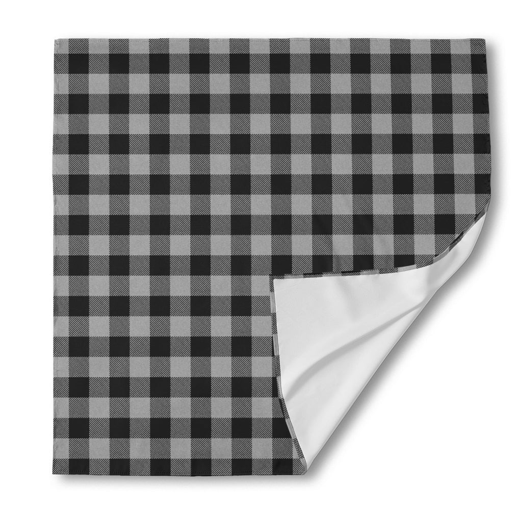 Light Grey And Black Buffalo Check Print Silk Bandana
