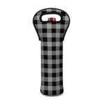 Light Grey And Black Buffalo Check Print Single Neoprene Wine Tote