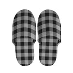 Light Grey And Black Buffalo Check Print Slippers