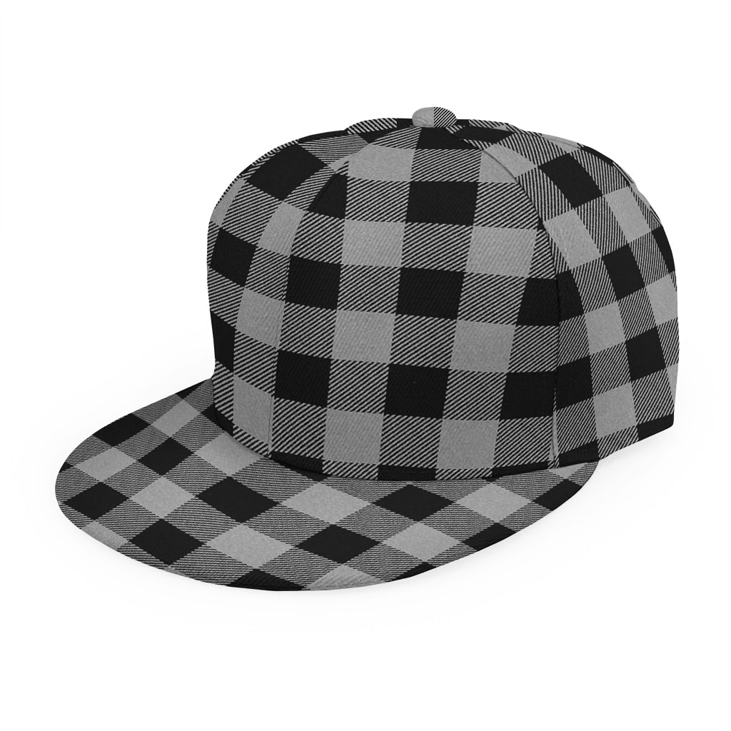 Light Grey And Black Buffalo Check Print Snapback Cap