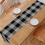 Light Grey And Black Buffalo Check Print Table Runner