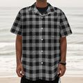 Light Grey And Black Buffalo Check Print Textured Short Sleeve Shirt