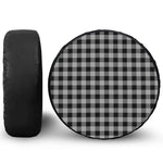 Light Grey And Black Buffalo Check Print Tire Cover
