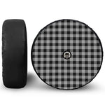 Light Grey And Black Buffalo Check Print Tire Cover With Camera Hole