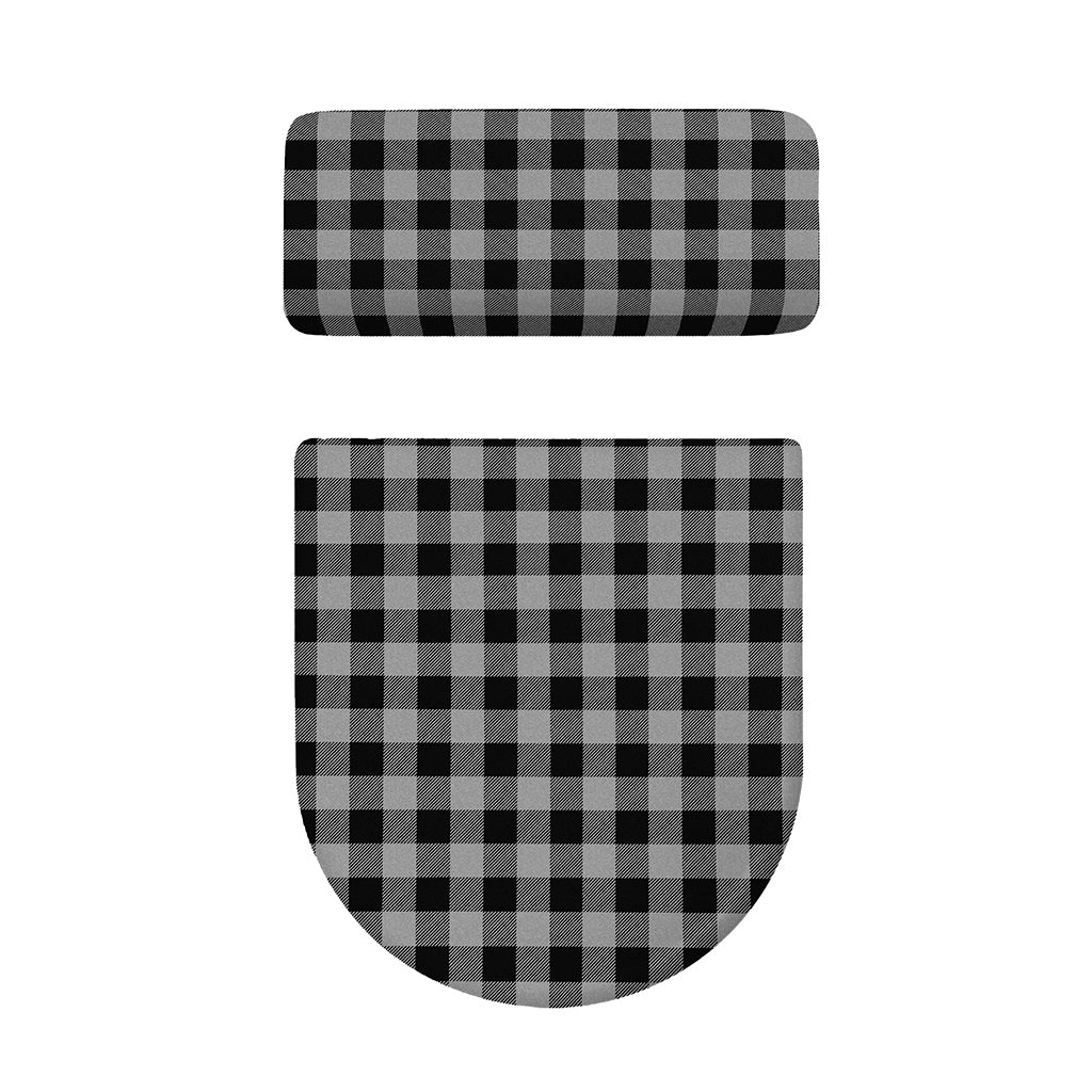 Light Grey And Black Buffalo Check Print Toilet Lid And Tank Cover Set