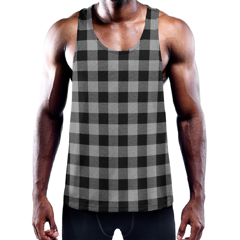 Light Grey And Black Buffalo Check Print Training Tank Top