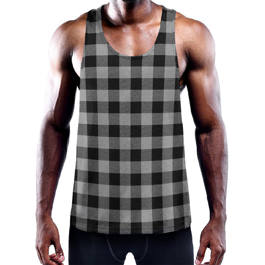 Light Grey And Black Buffalo Check Print Training Tank Top