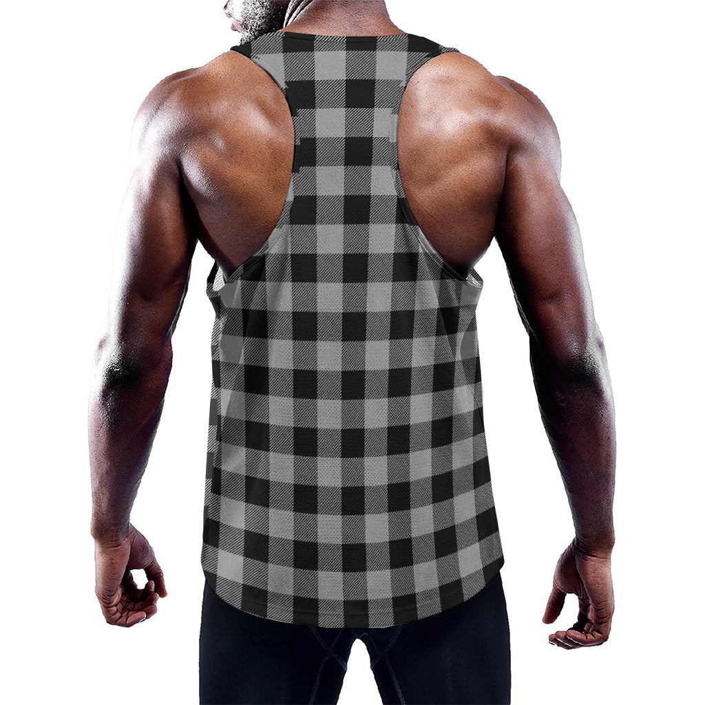 Light Grey And Black Buffalo Check Print Training Tank Top