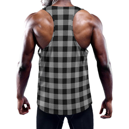 Light Grey And Black Buffalo Check Print Training Tank Top