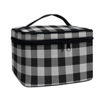 Light Grey And Black Buffalo Check Print Travel Makeup Bag