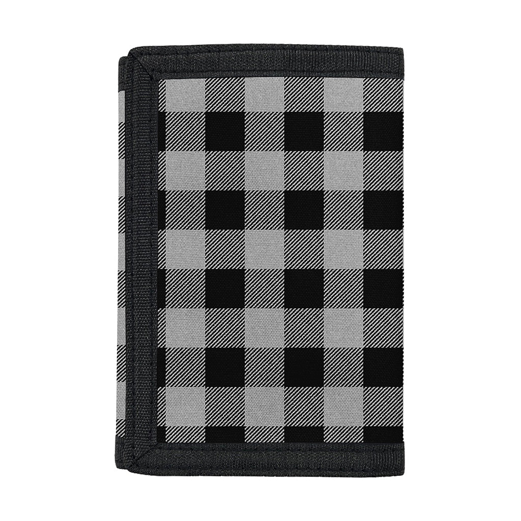 Light Grey And Black Buffalo Check Print Trifold Wallet