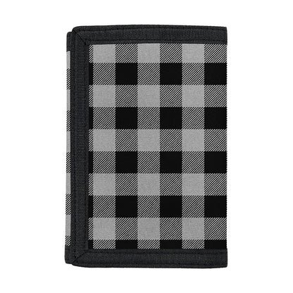 Light Grey And Black Buffalo Check Print Trifold Wallet