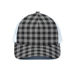 Light Grey And Black Buffalo Check Print White Mesh Trucker Cap