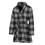 Light Grey And Black Buffalo Check Print Women's Bathrobe