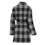Light Grey And Black Buffalo Check Print Women's Bathrobe
