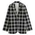 Light Grey And Black Buffalo Check Print Women's Blazer