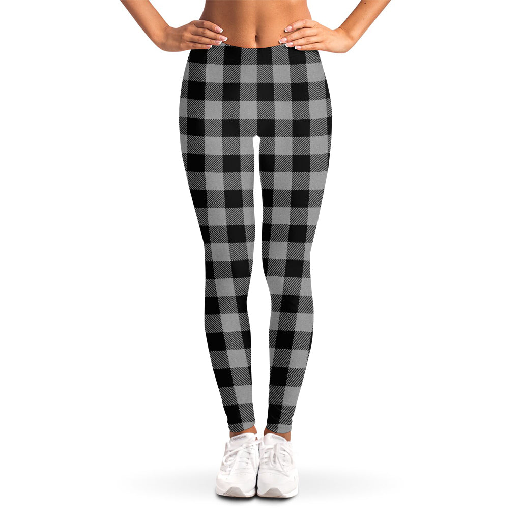 Light Grey And Black Buffalo Check Print Women's Leggings