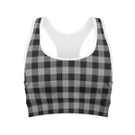 Light Grey And Black Buffalo Check Print Women's Sports Bra