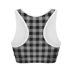 Light Grey And Black Buffalo Check Print Women's Sports Bra